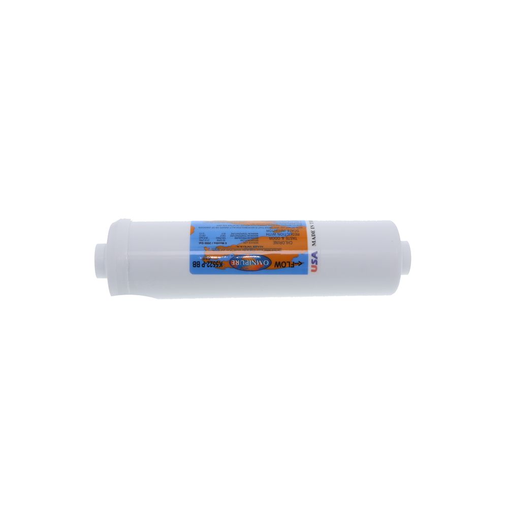 Omnipure Inline K5522-P-BB 5 mic Carbon Block CTO [w/ Scale Reduction] - 10" x 2.5" Filter - 1/4" FPT