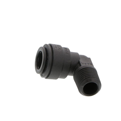 John Guest Fixed Elbow NPTF Black Polypropylene - 3/8 x 1/4 NPTF