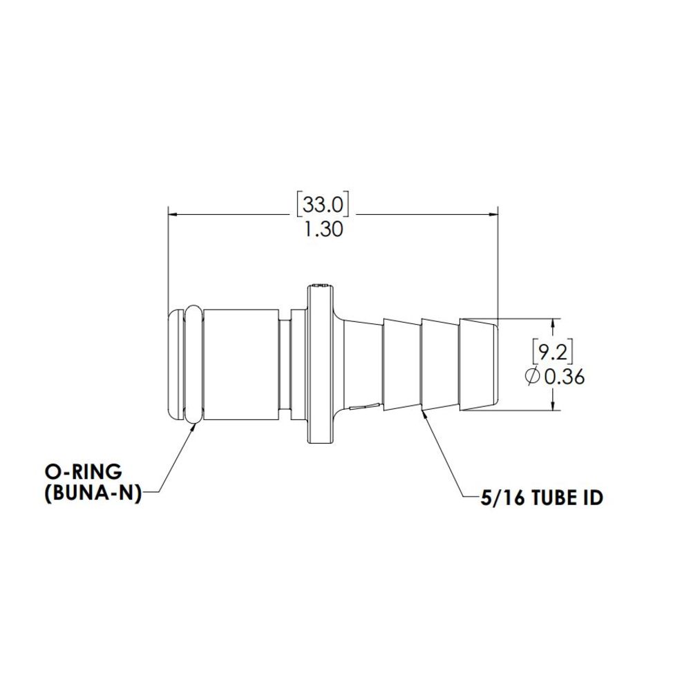 LinkTech 5/16 Hose Barb Non-Valved In-Line Acetal Coupling Insert
