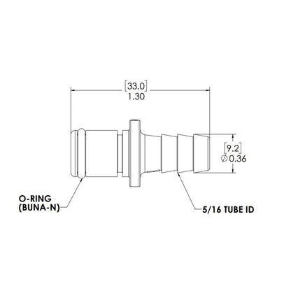 LinkTech 5/16 Hose Barb Non-Valved In-Line Acetal Coupling Insert