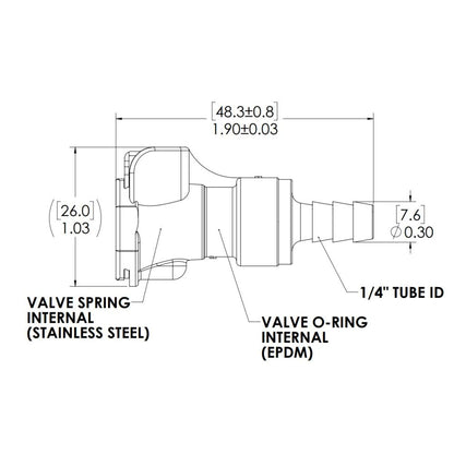 LinkTech 40PP InLine Socket, Valved, 1/4" HB