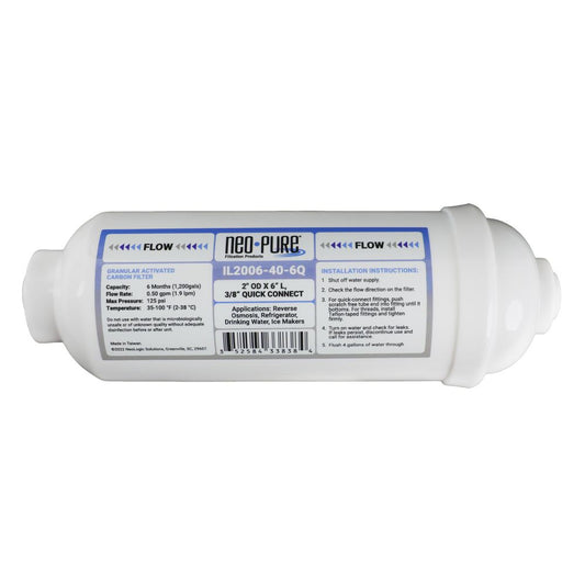 Neo-Pure Inline 2x6 GAC CTO 3/8" Quick Connect Filter