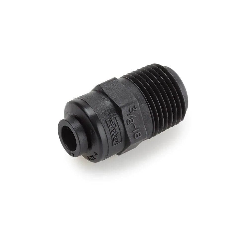 Black Kynar PVDF Male Connector - 1/4 x 1/8 NPTF