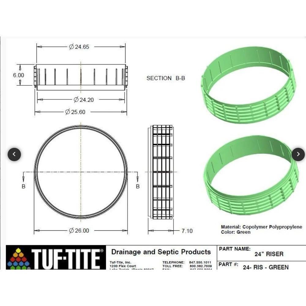 24x6 Inch Tuf-Tite Bundle - 24x6 riser, 24 inch flat lid & 24 inch ring adapter