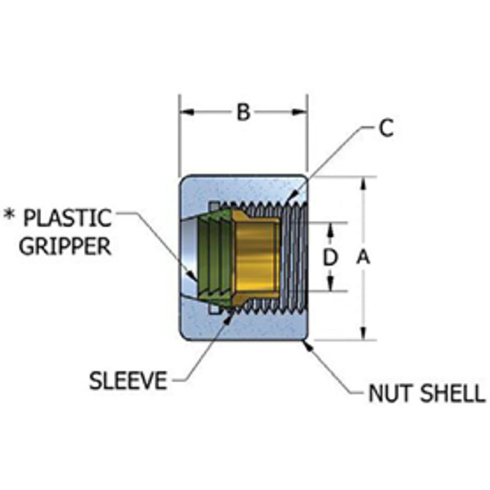 JACO K-PG-4 Kynar Plastic Gripper Nut 1/4 OD Tube