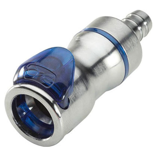 LQ6D17008BLU Valved In-Line Liquid Cooling Coupling Body 1/2 ID Barb Cool Blue