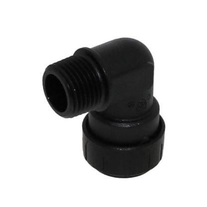 John Guest Black Male Fixed Elbow - 1/2 CTS x 1/2 MPT