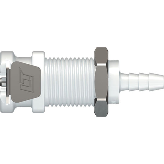 LinkTech 20AC Series Panel Mt. Female, Valved, 1/8" HB, Natural Acetal, Buna N