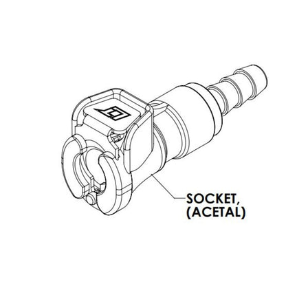 LinkTech 20AC IL Socket, Valved, 3/16" HB