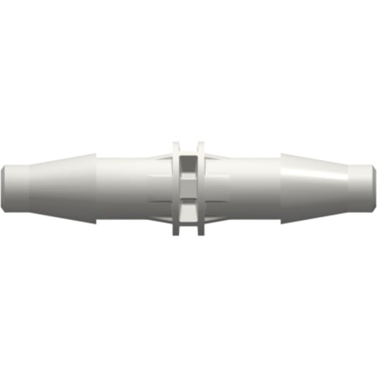 LinkTech Straight Through Tube Fitting with Classic Series Barbs, 3/16" [4.8 mm] ID Tubing, White Nylon