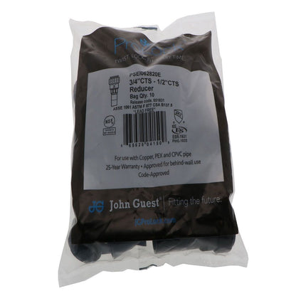 John Guest ProLock Black Reducer- 3/4 CTS Stem x 1/2 CTS