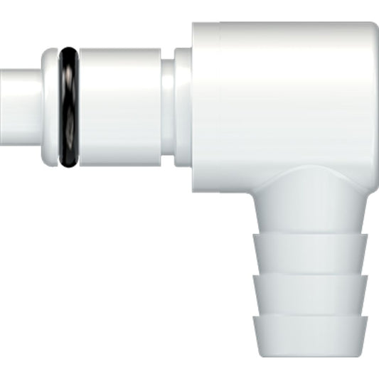 LinkTech 40AC Series Elbow Male, Valved, 3/8" HB, Natural Acetal, Buna N