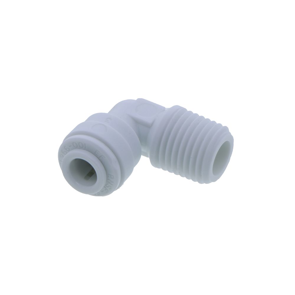 John Guest 3/8" x 1/4" [NPTF] Acetal Fixed Elbow - White