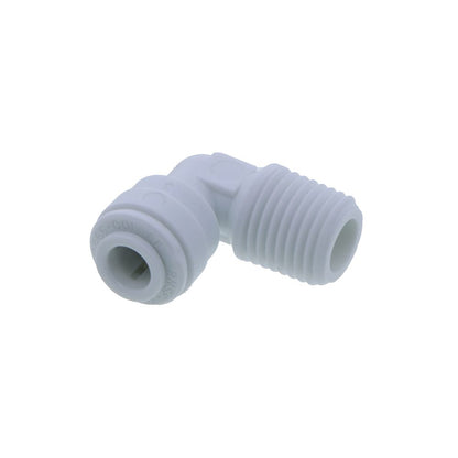 John Guest 3/8" x 1/4" [NPTF] Acetal Fixed Elbow - White