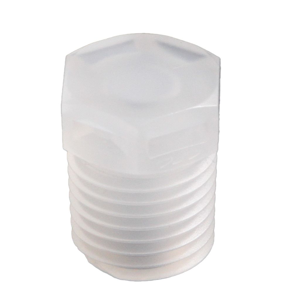 Colder N8P Plug Fitting, 1/4 NPT, Natural Polypropylene