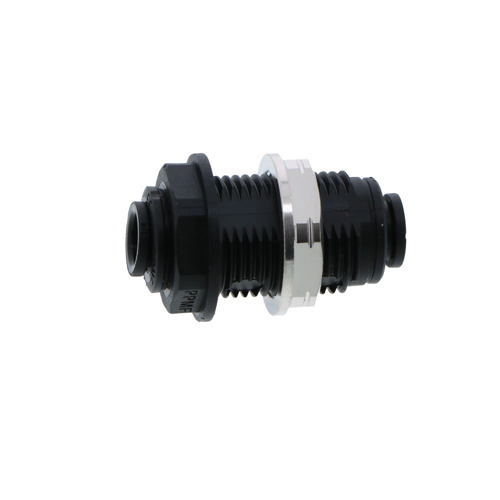 John Guest Bulkhead Union Black Polypropylene - 1/4