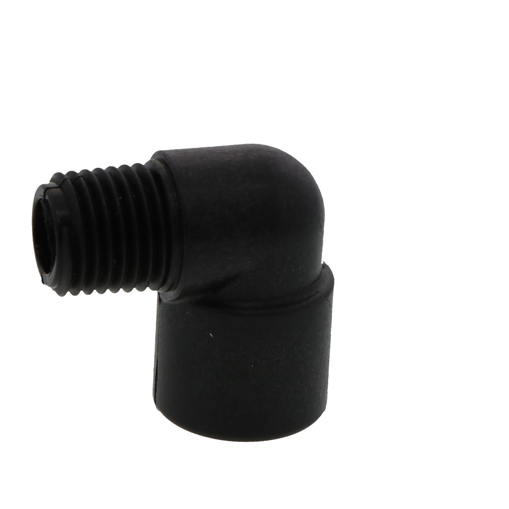 Black Polypropylene 90 Degree Street Elbow 1/4 MPT x 1/4 FPT