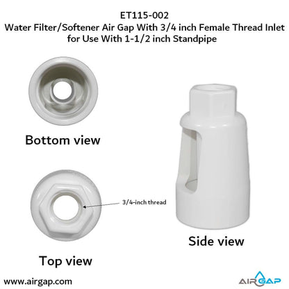 Standpipe Airgap - 1.5" PVC 40 / ABS,  3/4" FPT G15