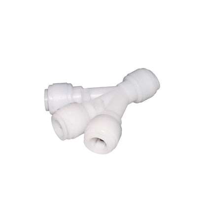 NeoFit Acetal Natural White Three Way Divider 1/2" tube x 3/8" tube