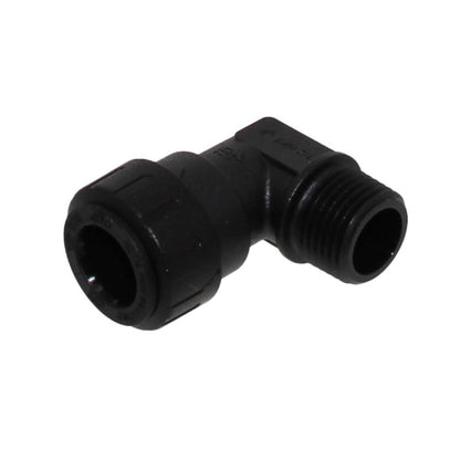 John Guest Black Male Fixed Elbow - 1/2 CTS x 1/2 MPT