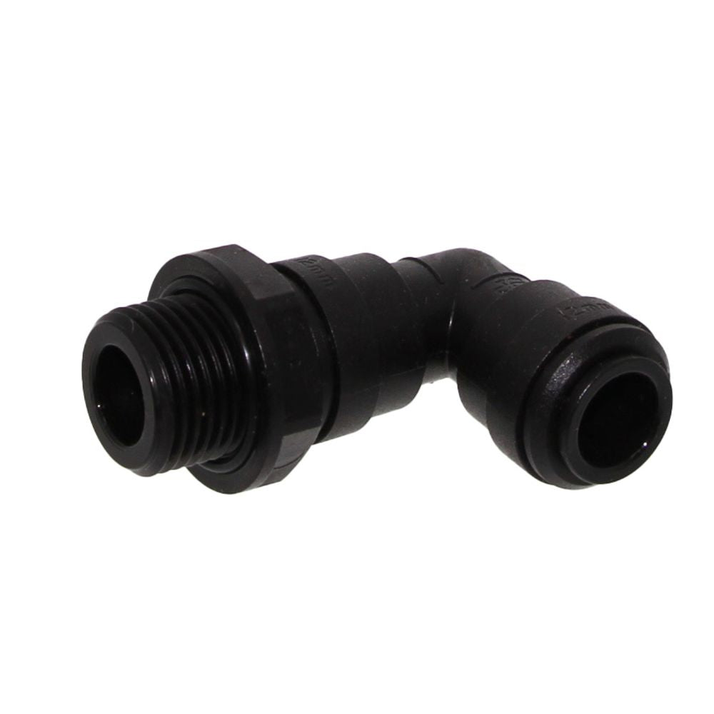 John Guest 10mm x 3/8" [BSPT] Acetal Swivel Male Elbow - Black