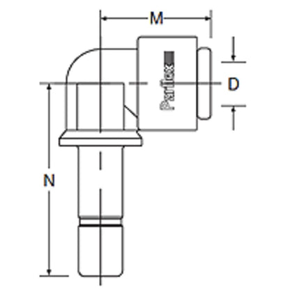 Kynar PVDF Tube Elbow Union Stem - 1/4 x 3/8