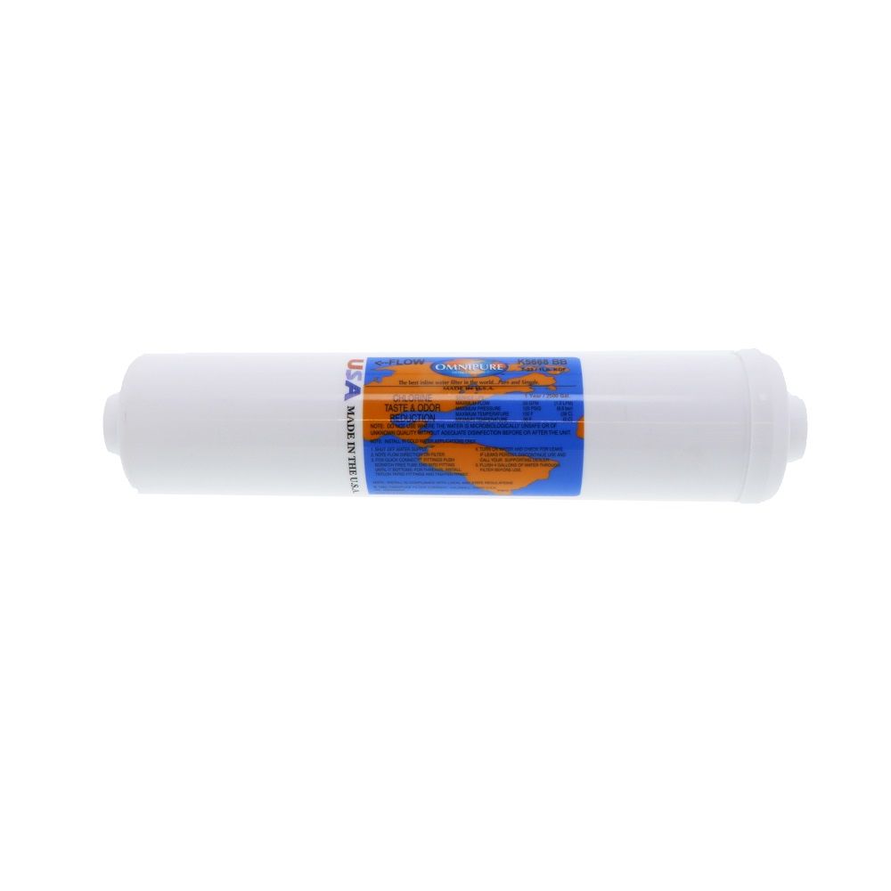 Omnipure Inline K5668-BB GAC + 1lb KDF 55 - 12" x 2.5" Filter - 1/4" FPT