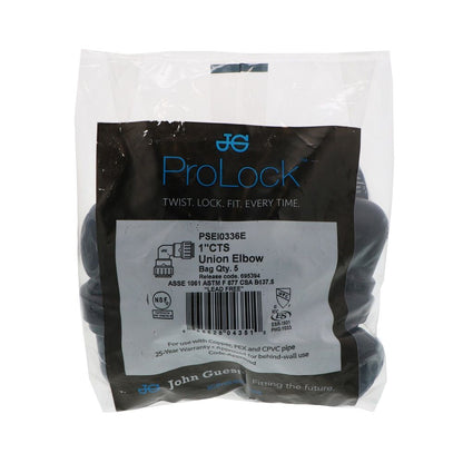 John Guest ProLock Black Union Elbow - 1 CTS