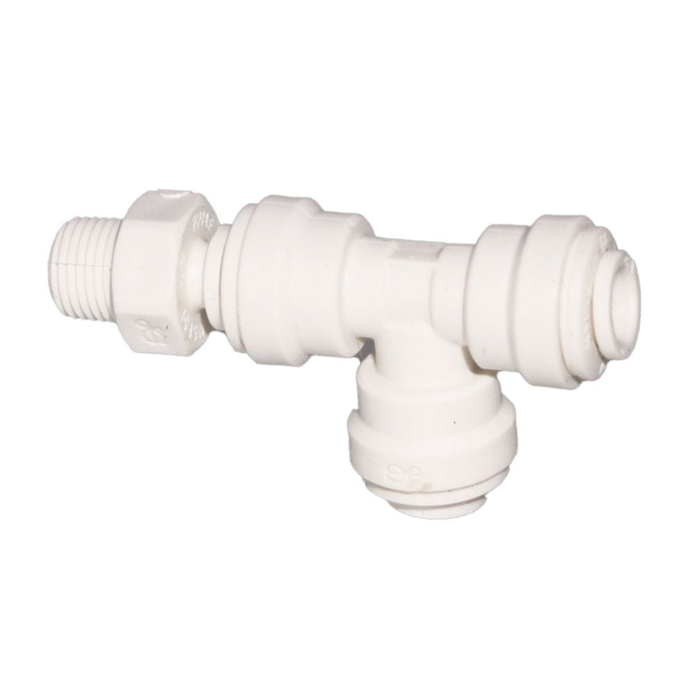 John Guest Polypropylene Swivel Male Run Tee - 3/8 x 1/4 NPTF