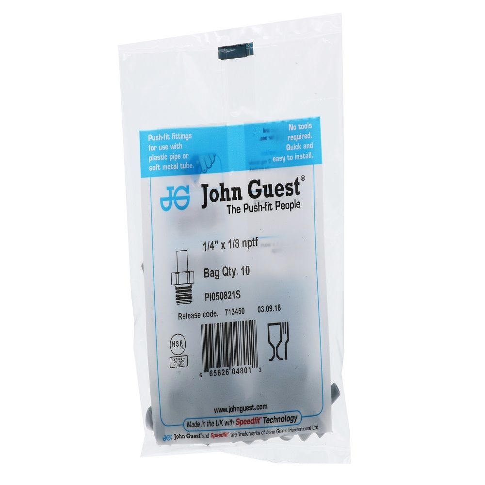 John Guest Stem Adapter NPTF - 1/4 x 1/8  NPTF