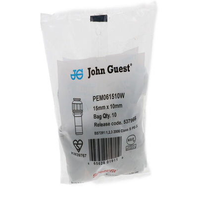 John Guest Stackable Reducer Stem - 15mm Stem x 10mm