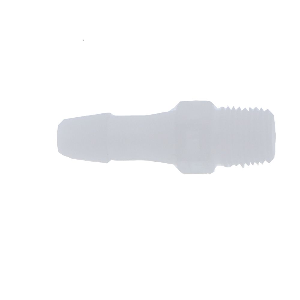 FitQuik PVDF [Kynar] Thread to Tube Straight Fitting - 1/8 NPT to 1/4 ID Barb