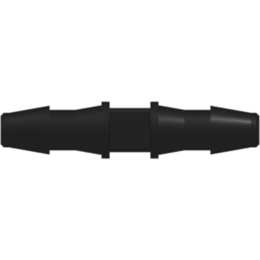LinkTech Straight Through Tube Fitting with 200 Series Barbs, 1/8" [3.2 mm] ID Tubing, Black Nylon