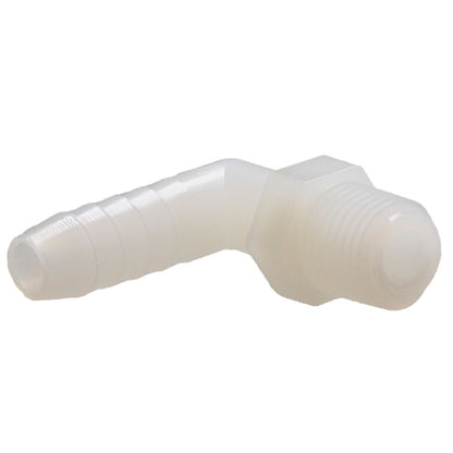 Male Elbow Barb x Male NPT - 1/4" HB x 1/4" MNPT - Natural Nylon