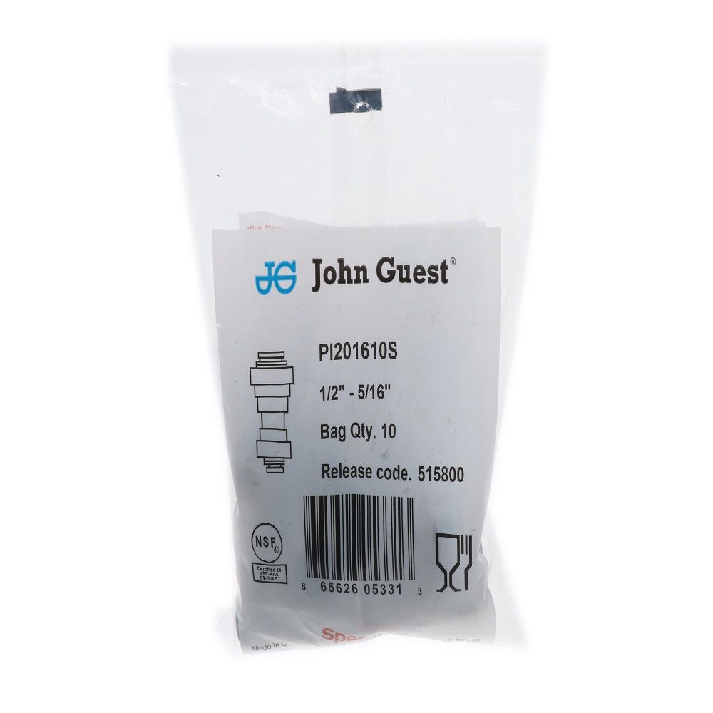 John Guest Reducing Union - 1/2 x 5/16