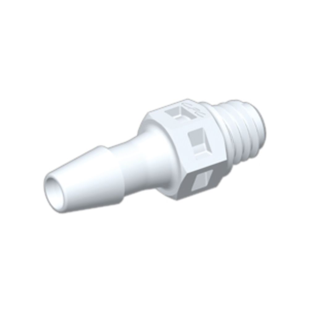 FitQuik PVDF [Kynar] Thread to Tube Straight Fitting - 10-32 UNF to 3/32 Hose Barb