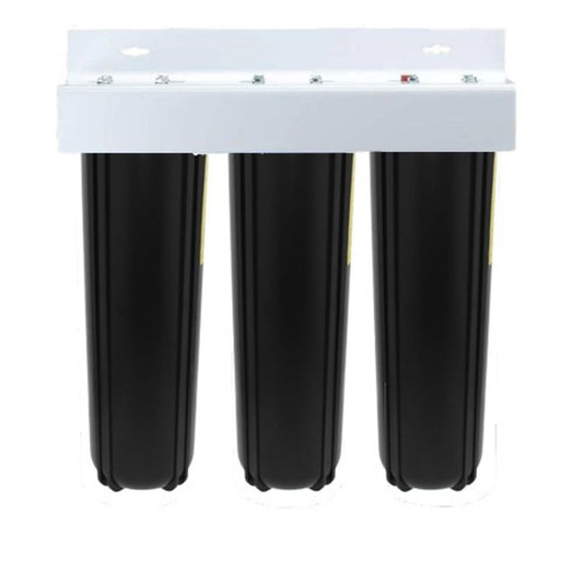 20" Big Flow Triple Series Plumbed Filter Housing DIY 1.5" FPT