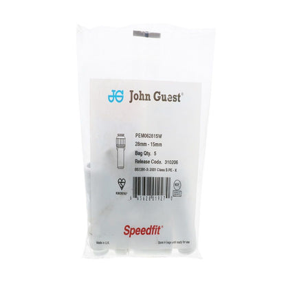 John Guest Stackable Reducer Stem Polypro - 28mm Stem x 15mm