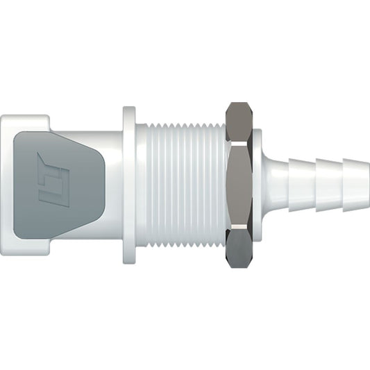 LinkTech 50AC Series Panel Mt. Female, Valved, 1/4" HB, Natural Acetal, Buna N