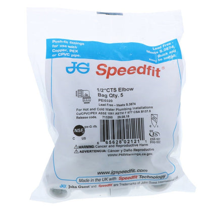 John Guest Union Elbow - 1/2 CTS