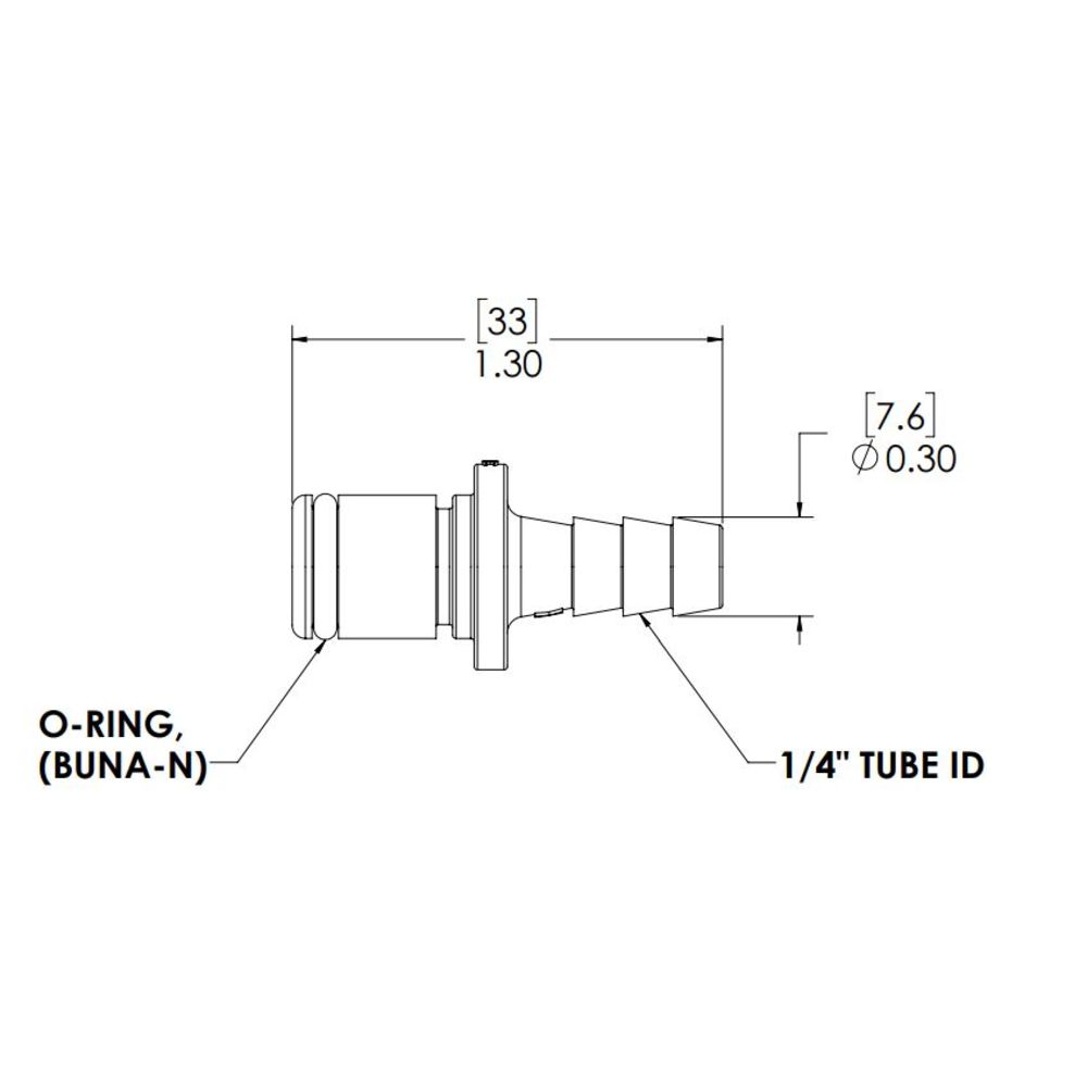 LinkTech 1/4 Hose Barb Non-Vlve In-Line Acetal Coupling Insert [PLC22004]