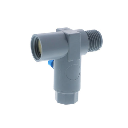Three-Way PVC Ball Valve - 1/2" FPT x 1/2" MPT  run x 1/4" FPT Branch