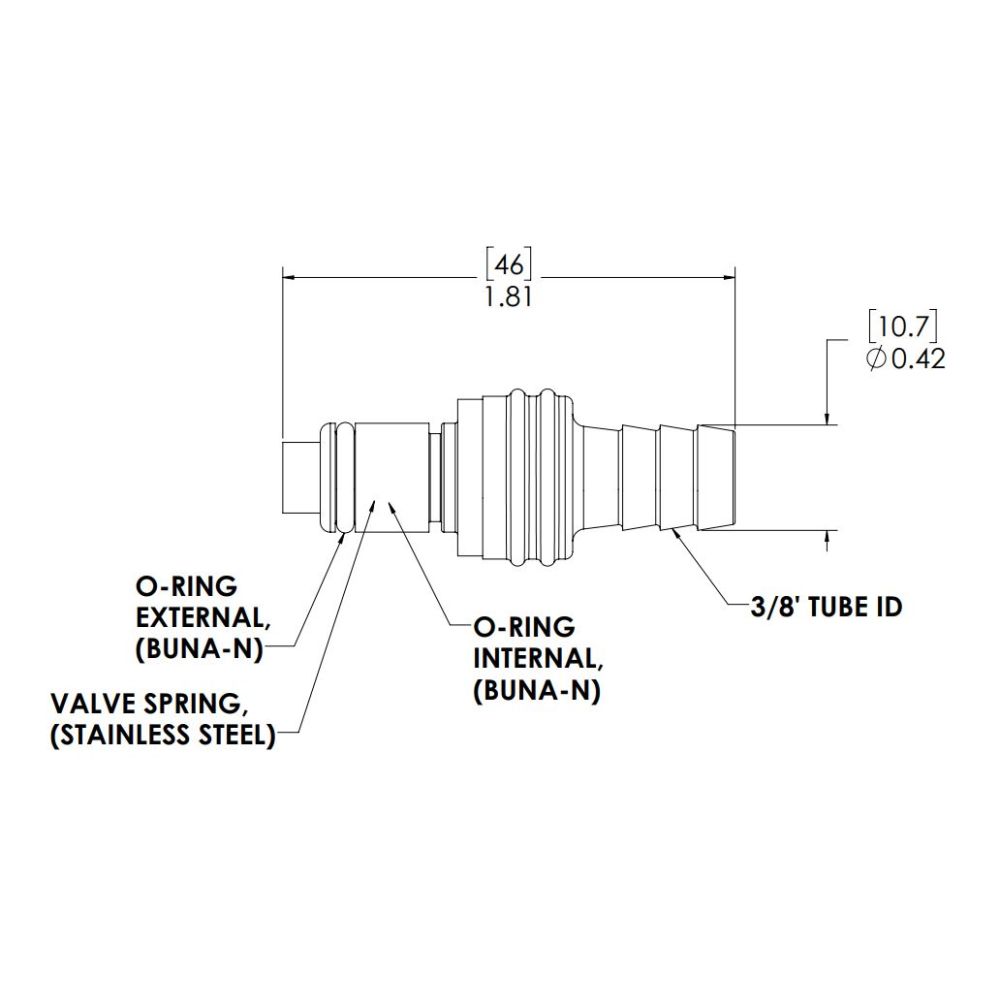 LinkTech 40AC InLine Plug, Valved, 3/8" HB