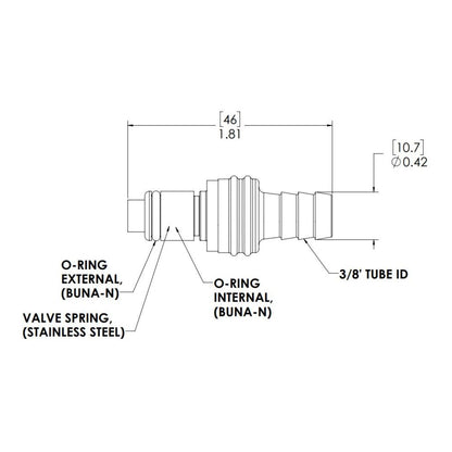 LinkTech 40AC InLine Plug, Valved, 3/8" HB
