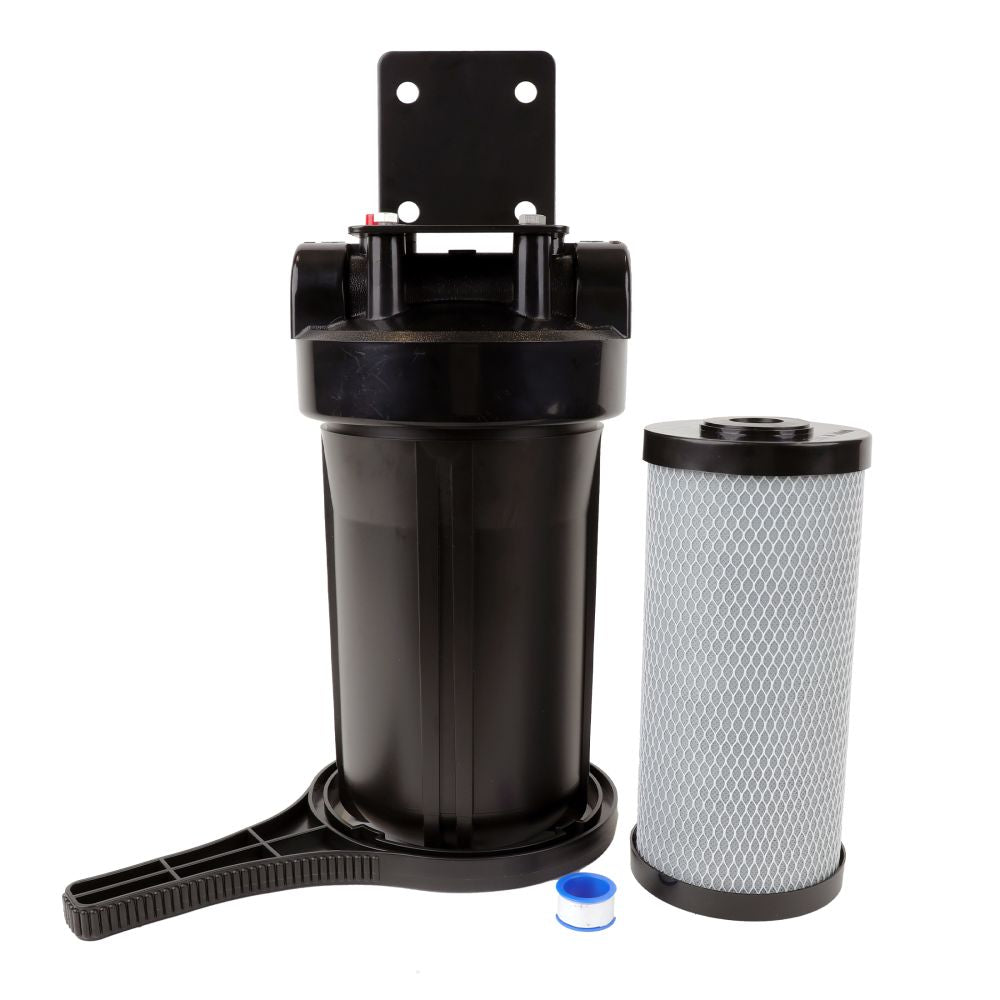 10" BB Filter Housing DIY [assy req'd] - Blk Cap/Blk Sump 1" PR, Wrench, Dual Function Filter