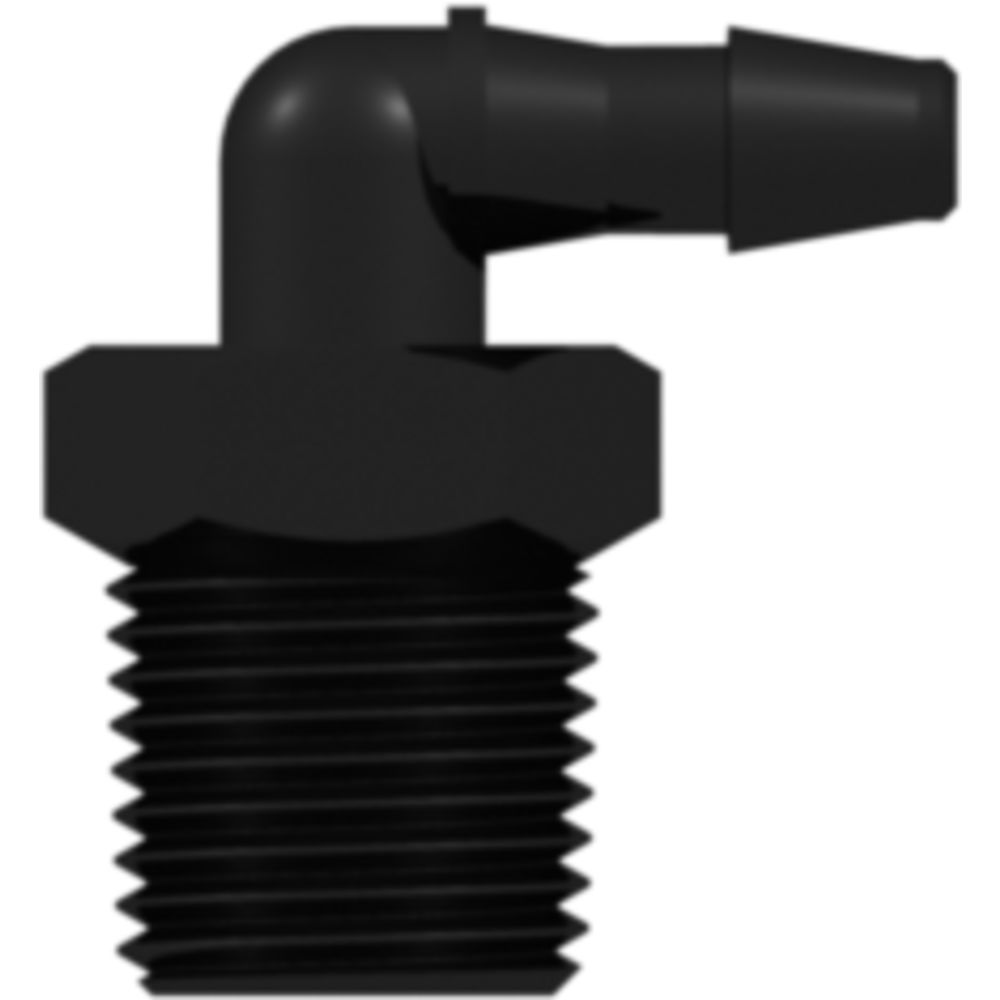 LinkTech 1/8-27 NPT Thread Elbow with 7/16" Hex to 200 Series Barb, 1/8" [3.2 mm] ID Tubing, Black Nylon