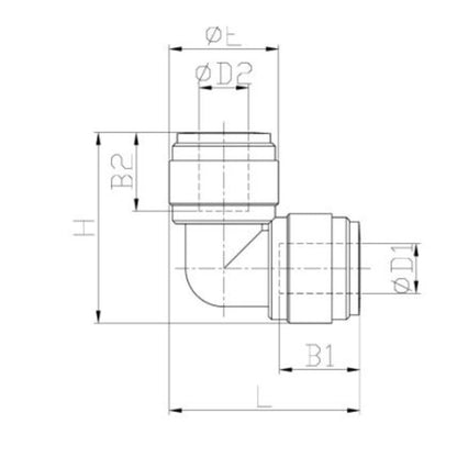 NeoFit - Acetal Gray Union Elbow 8mm [5/16"] tube x 5/32" tube