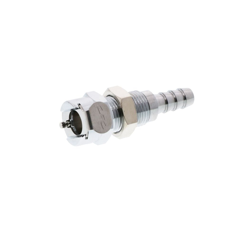 MCD1604 Valved Panel Mount Hose Barb Coupling Body 1/4 ID Barb