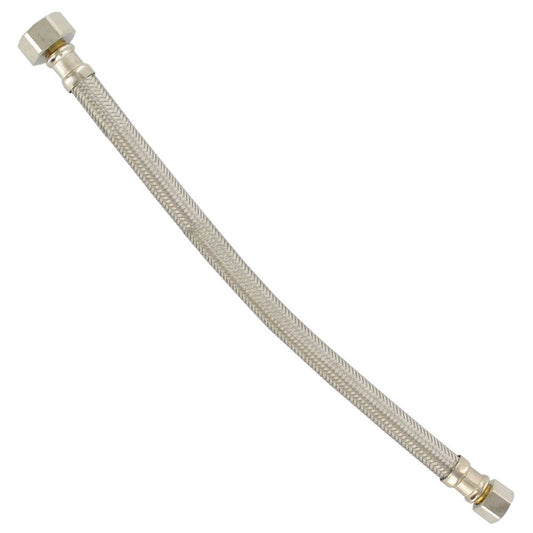 Braided Stainless Steel Hose 304 3/8" COMP x 1/2" FIP 12" Length
