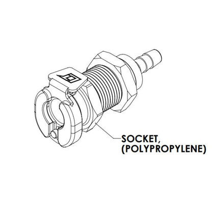 LinkTech PANEL MT SOCKET NV 1/8HB MOLDED BLUE
